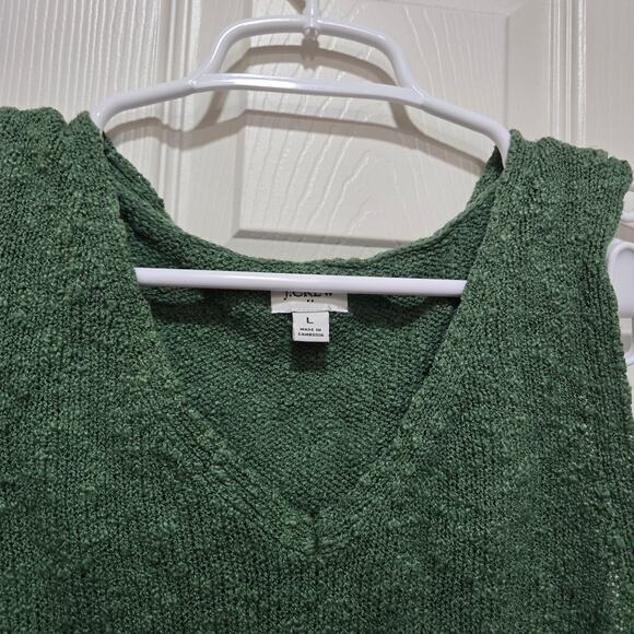 J.Crew Green Bouclé Knit V-Neck Sweater Tank Size Large - Picture 8 of 8